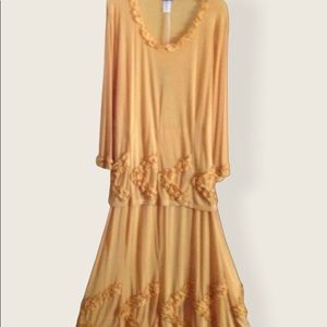 🔴2 Pieces Jersey Yellow Skirt Set